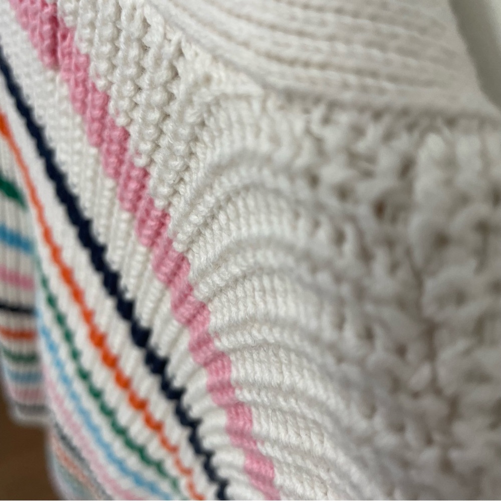LOFT Summer Striped V-Neck Button Down Cardigan with Multi-Color Stripes, size M - Picture 6 of 10